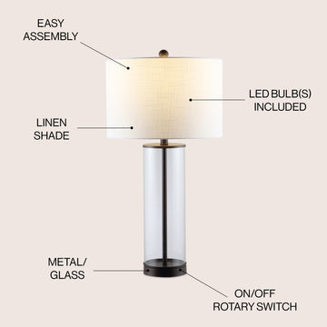 Collins Glass LED Table Lamp - JONATHAN Y